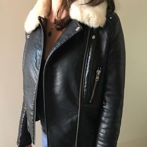 ASOS leather jacket with removable fur collar